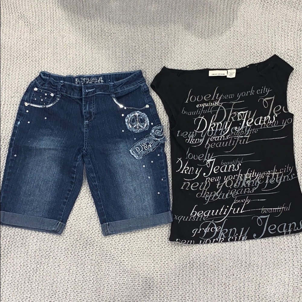 DKNY top with capri pants